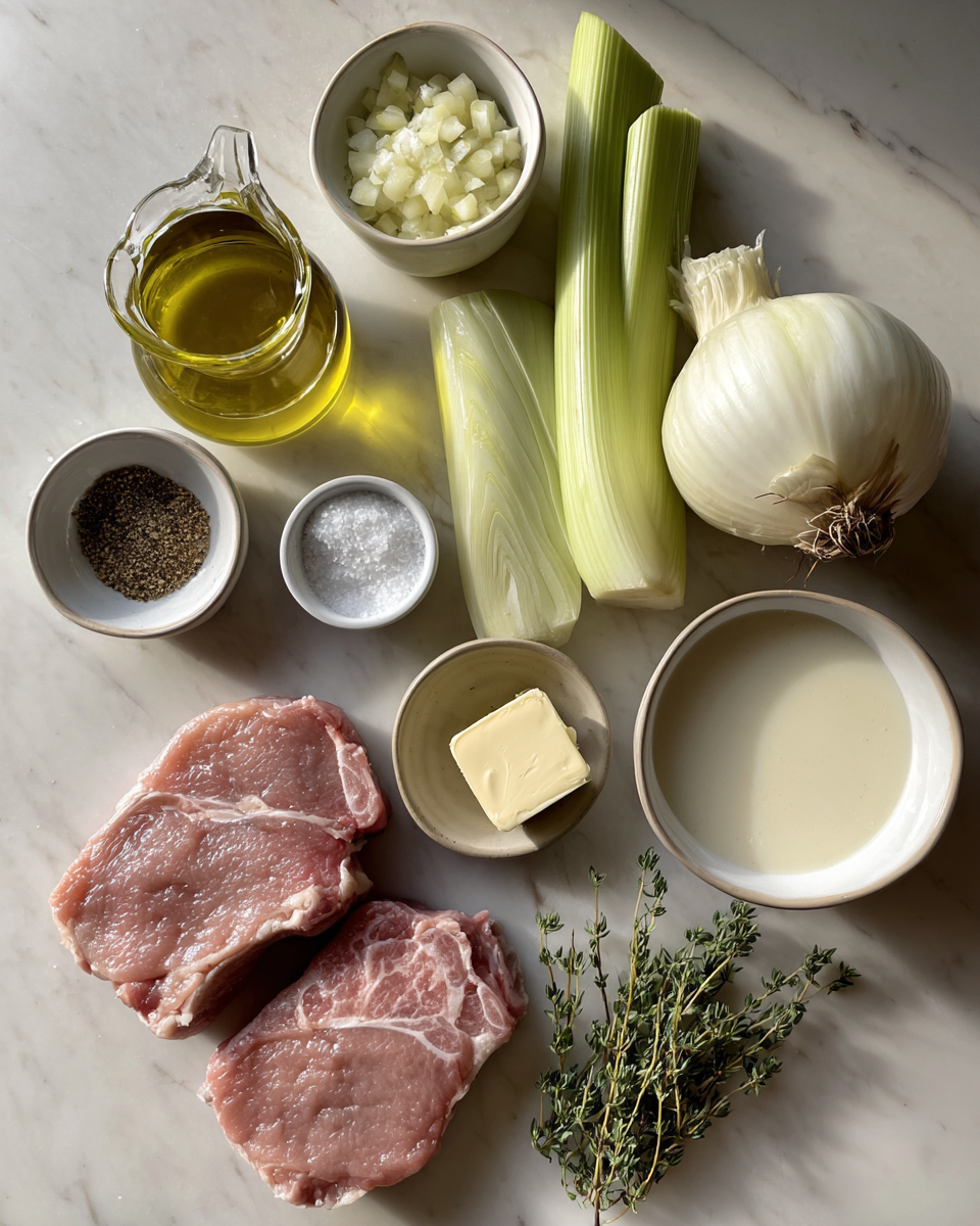 Ingredients for Indulge in Decadence with Truffle Leek Cream Pork Cutlets